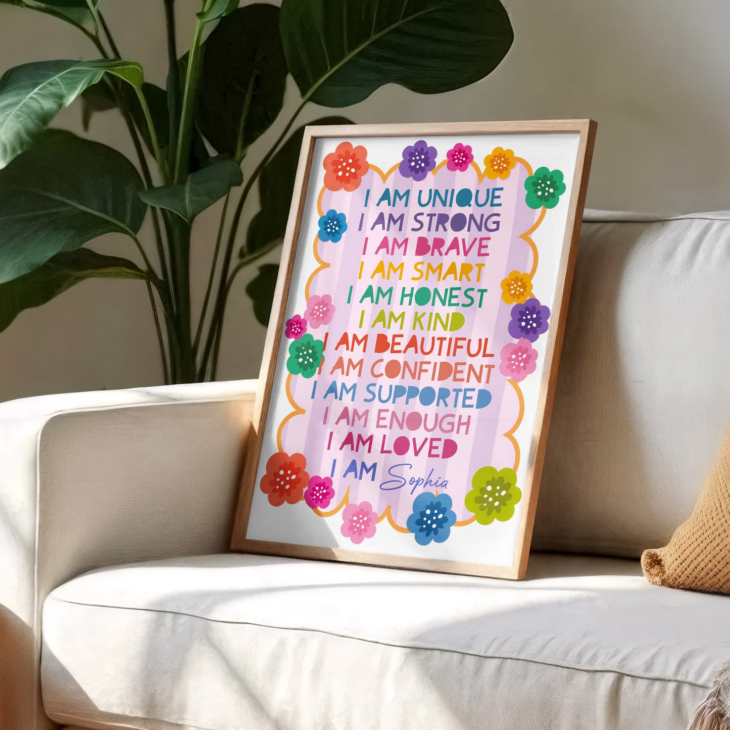 I Am Unique, I Am Strong, I Am Loved, Colorful Flowers