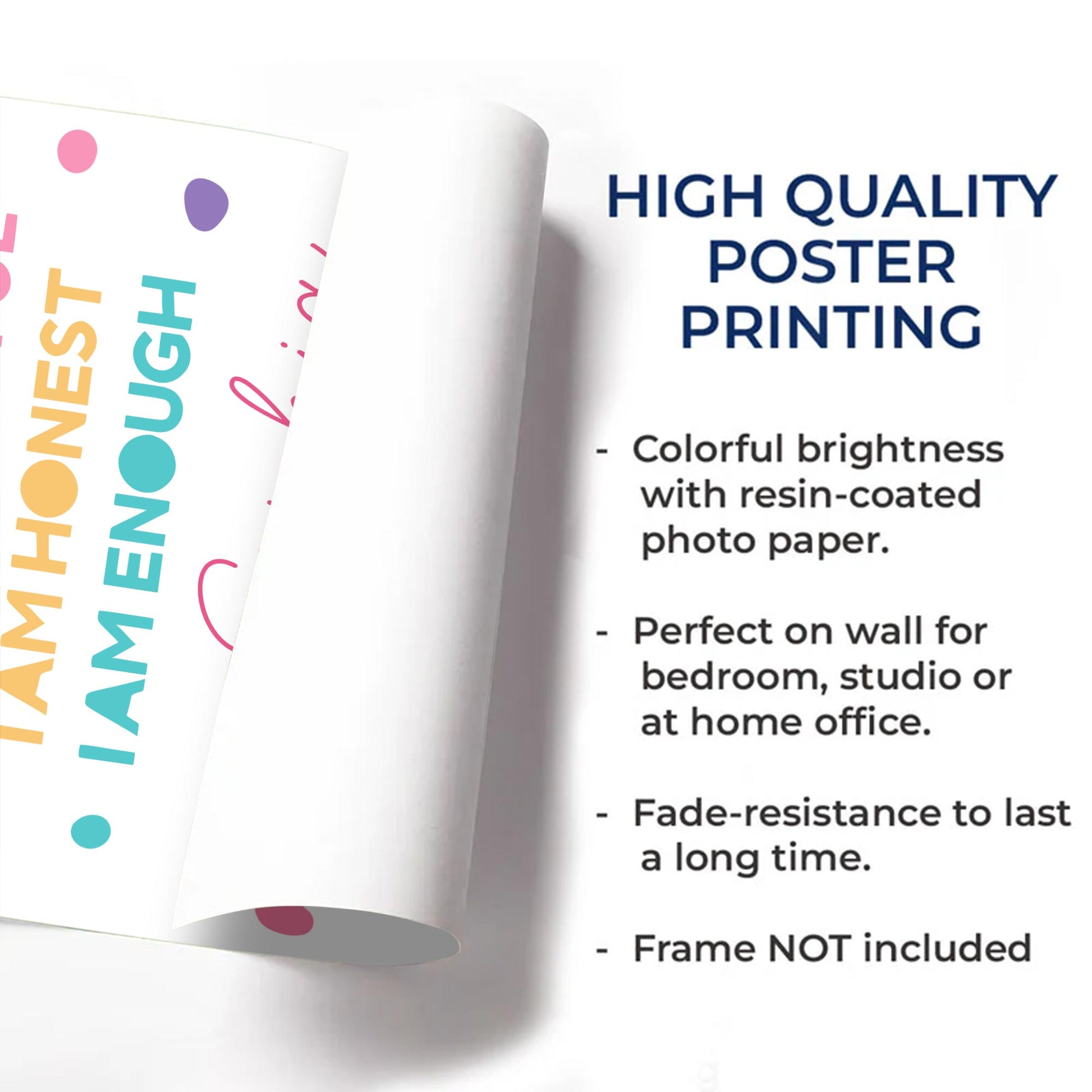 I Am Kind, I Am Loved, I Am Brave, Inspirational Words Poster