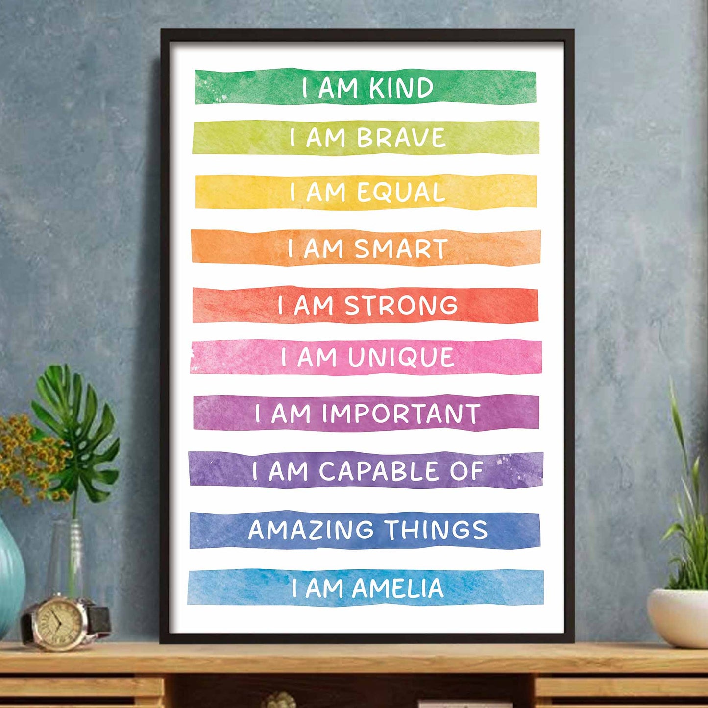 I Am Kind, Strong, Unique, Capable Of Amazing Things - Personalized Custom Vertical Poster - KID500_VPOS