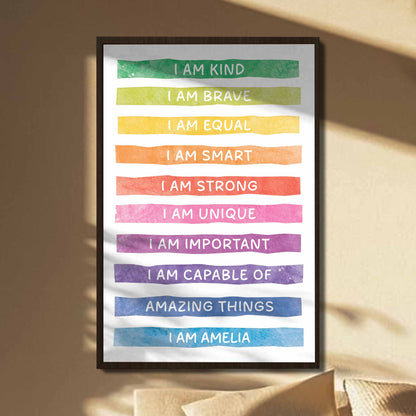 I Am Kind, Strong, Unique, Capable Of Amazing Things - Personalized Custom Vertical Poster - KID500_VPOS