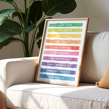 I Am Kind, Strong, Unique, Capable Of Amazing Things - Personalized Custom Vertical Poster - KID500_VPOS