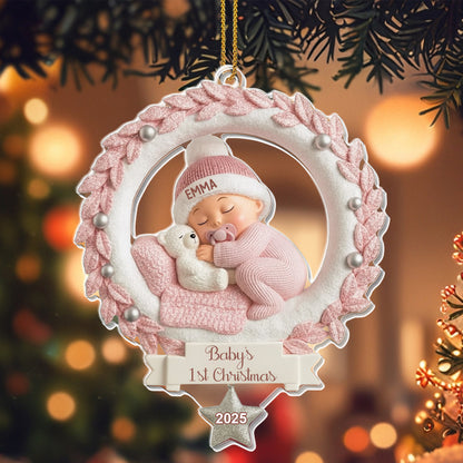 Baby's 1st Christmas, Baby And Wreath Ornament