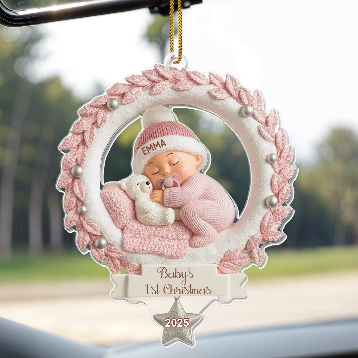 Baby's 1st Christmas, Baby And Wreath Ornament