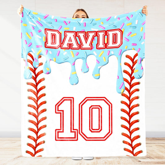 Vibrant Blanket With Melted Ice Cream and Baseball Stitches
