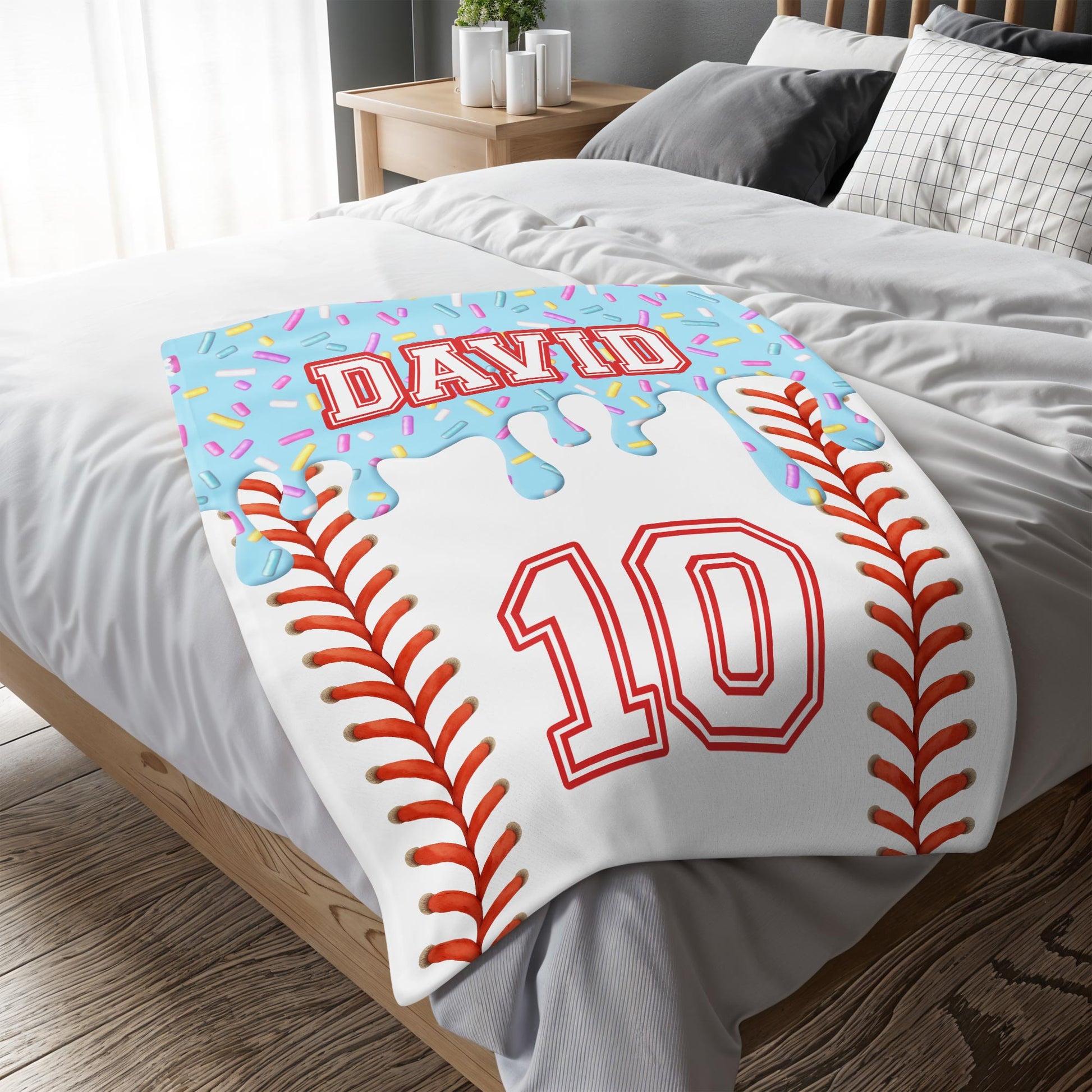Vibrant Blanket With Melted Ice Cream and Baseball Stitches