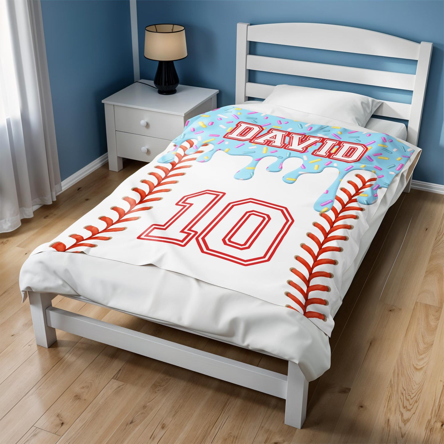 Vibrant Blanket With Melted Ice Cream and Baseball Stitches