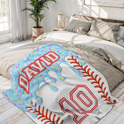 Vibrant Blanket With Melted Ice Cream and Baseball Stitches