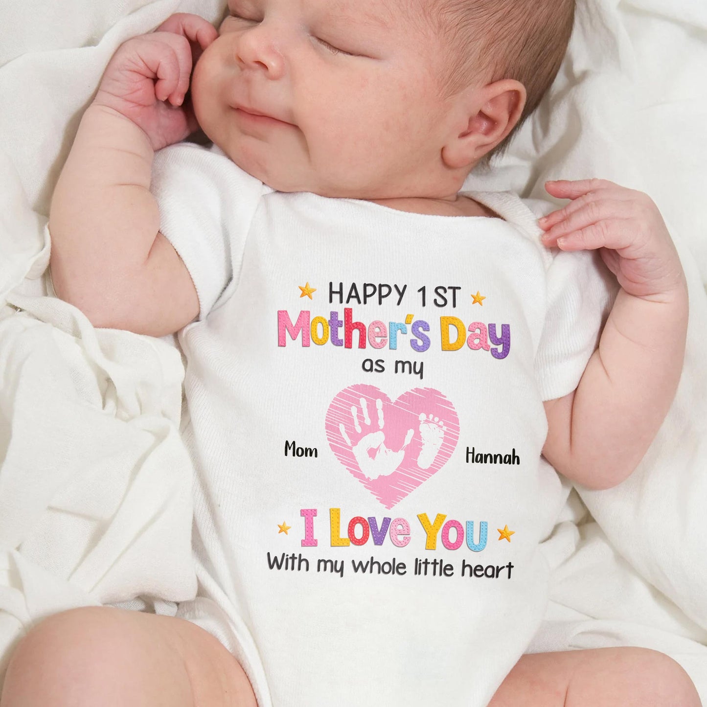 Happy 1st Mother's Day, Heart and Handprint Design
