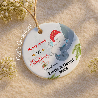 1st Christmas, Lots of Love, Elephant With Santa Hat