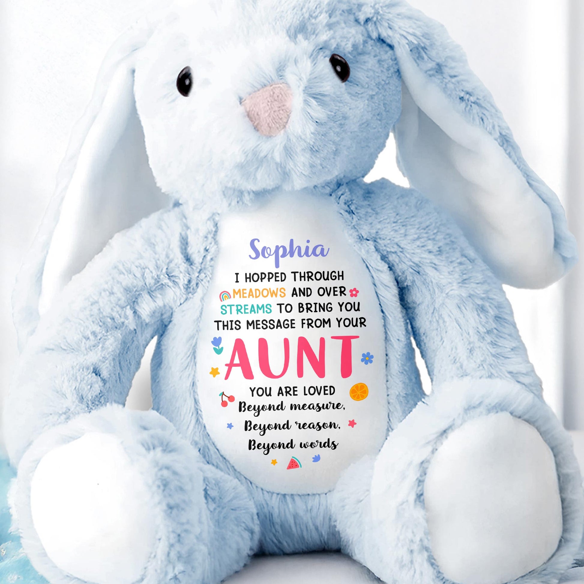 Hopped Through Meadows Message From Aunt, Bunny And Hearts
