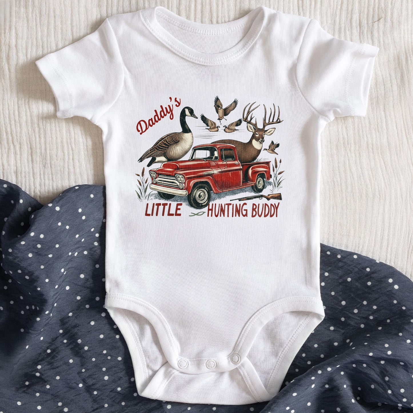 Daddy's Little Hunting Buddy Red Truck Deer and Ducks