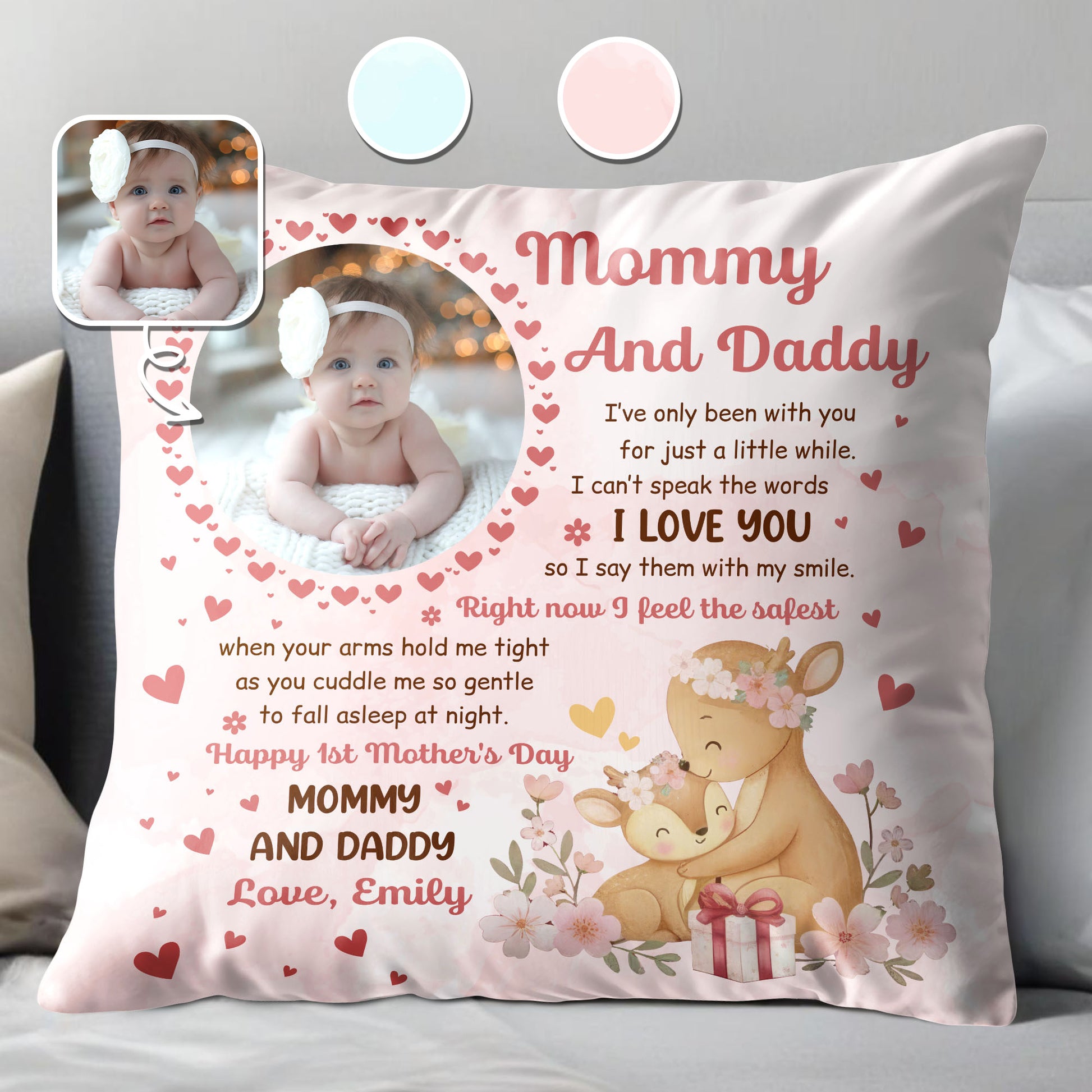 Mommy And Daddy, Baby's First Words, Teddy Bear And Hearts