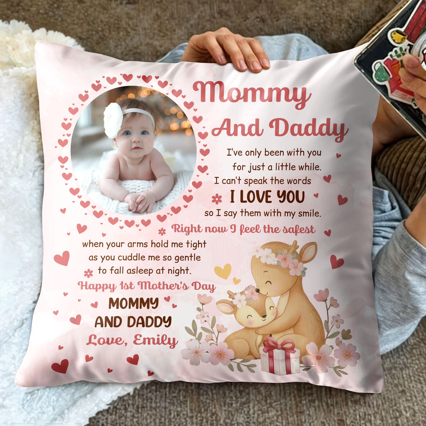 Mommy And Daddy, Baby's First Words, Teddy Bear And Hearts
