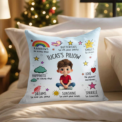 Rainbows, Butterflies, And Sunshine Custom Pillow