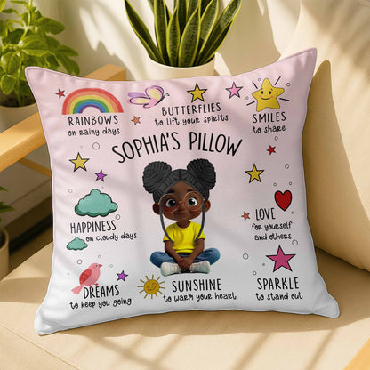 Rainbows, Butterflies, And Sunshine Custom Pillow