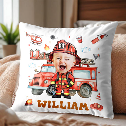 Personalized Firefighter Theme for Little Heroes - Personalized Custom Pillow, Insert Included - KID519_PLW