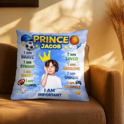 Prince I Am Brave Strong Smart Helpful Affirmations With Sports Balls And Crown