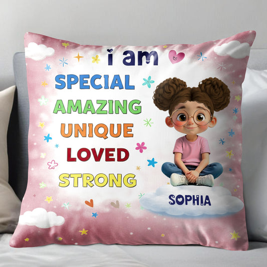 I Am Special Amazing Unique Loved Strong Affirmation Girl With Clouds Stars