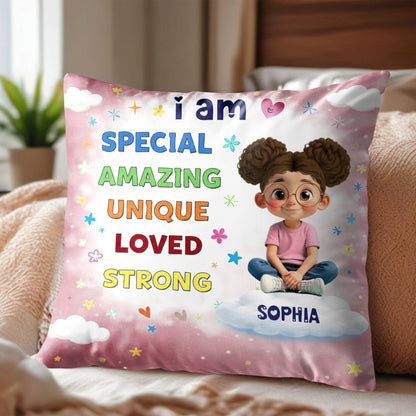 I Am Special Amazing Unique Loved Strong Affirmation Girl With Clouds Stars