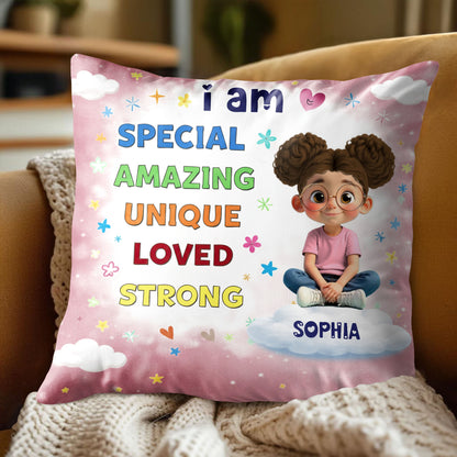 I Am Special Amazing Unique Loved Strong Affirmation Girl With Clouds Stars