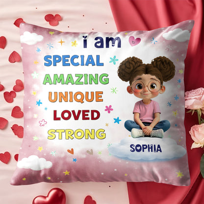 I Am Special Amazing Unique Loved Strong Affirmation Girl With Clouds Stars