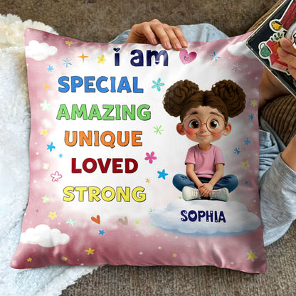 I Am Special Amazing Unique Loved Strong Affirmation Girl With Clouds Stars