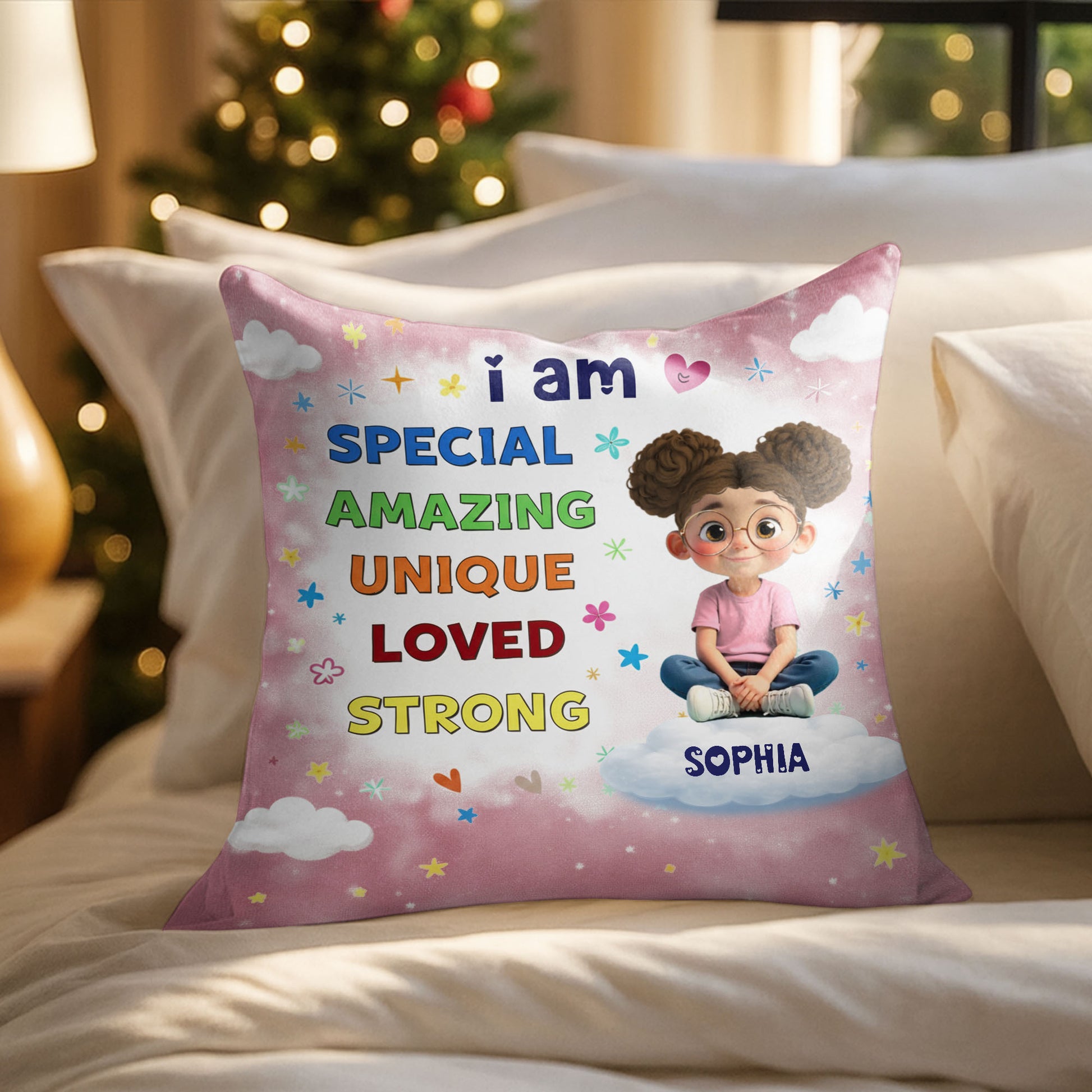 I Am Special Amazing Unique Loved Strong Affirmation Girl With Clouds Stars