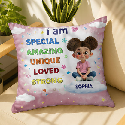 I Am Special Amazing Unique Loved Strong Affirmation Girl With Clouds Stars