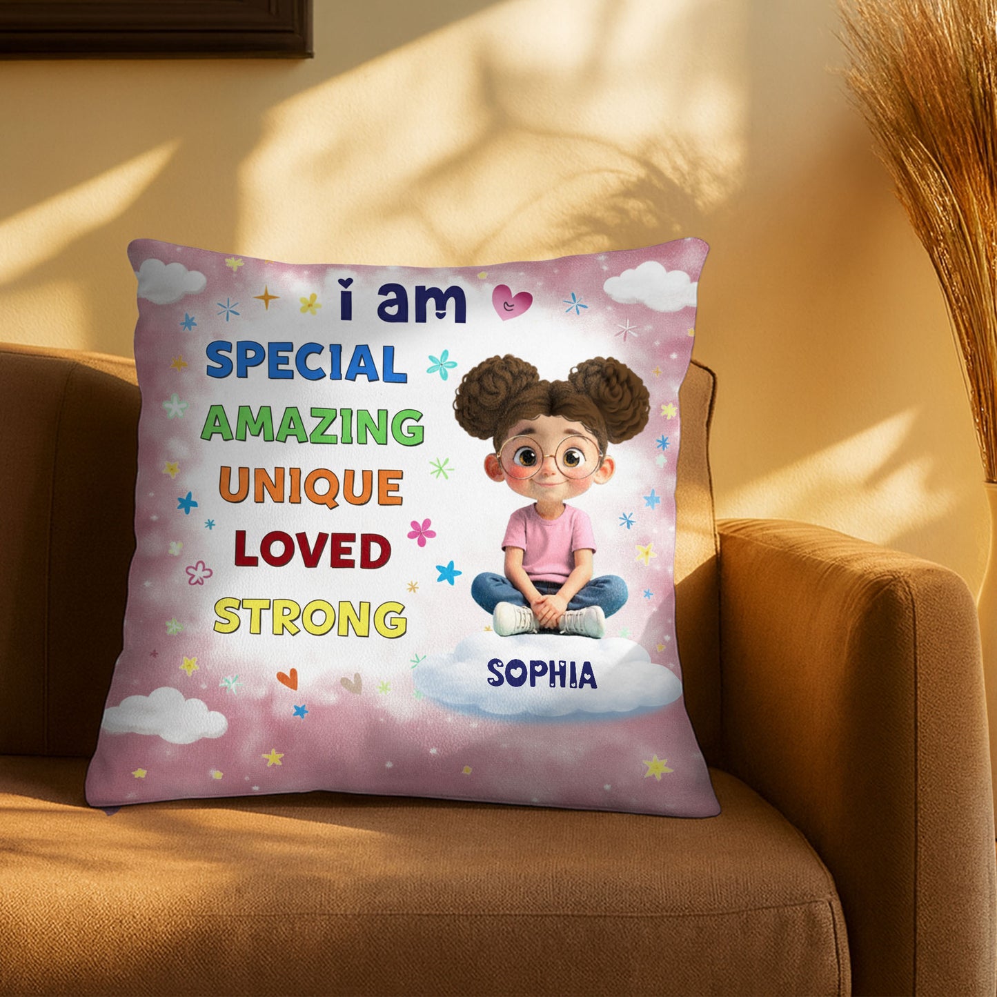 I Am Special Amazing Unique Loved Strong Affirmation Girl With Clouds Stars