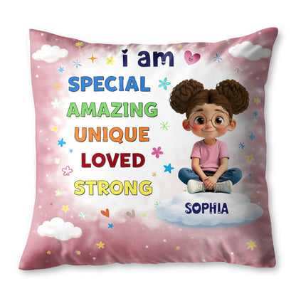 I Am Special Amazing Unique Loved Strong Affirmation Girl With Clouds Stars