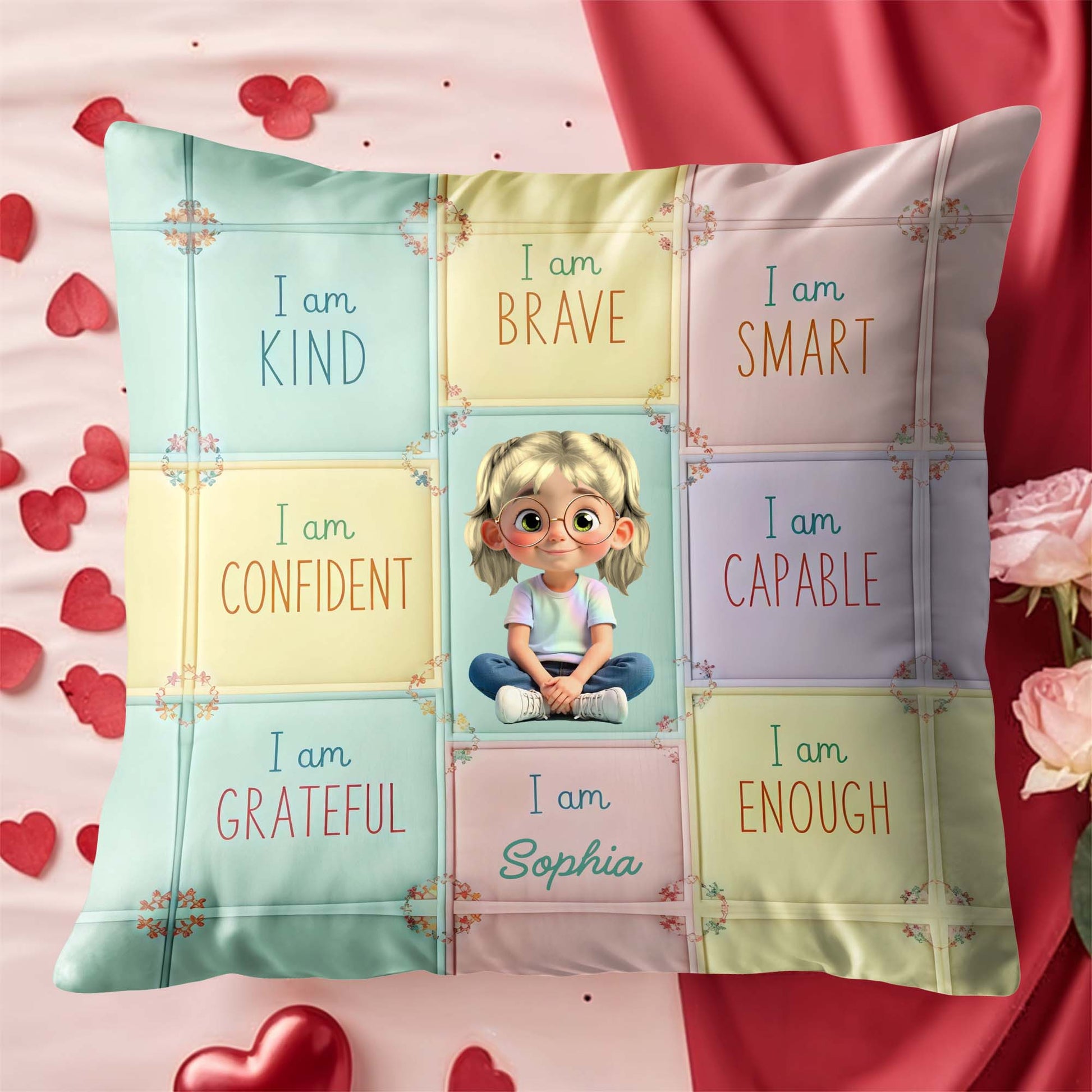 I Am Kind, Brave, Smart, Inspirational Girl Pillow
