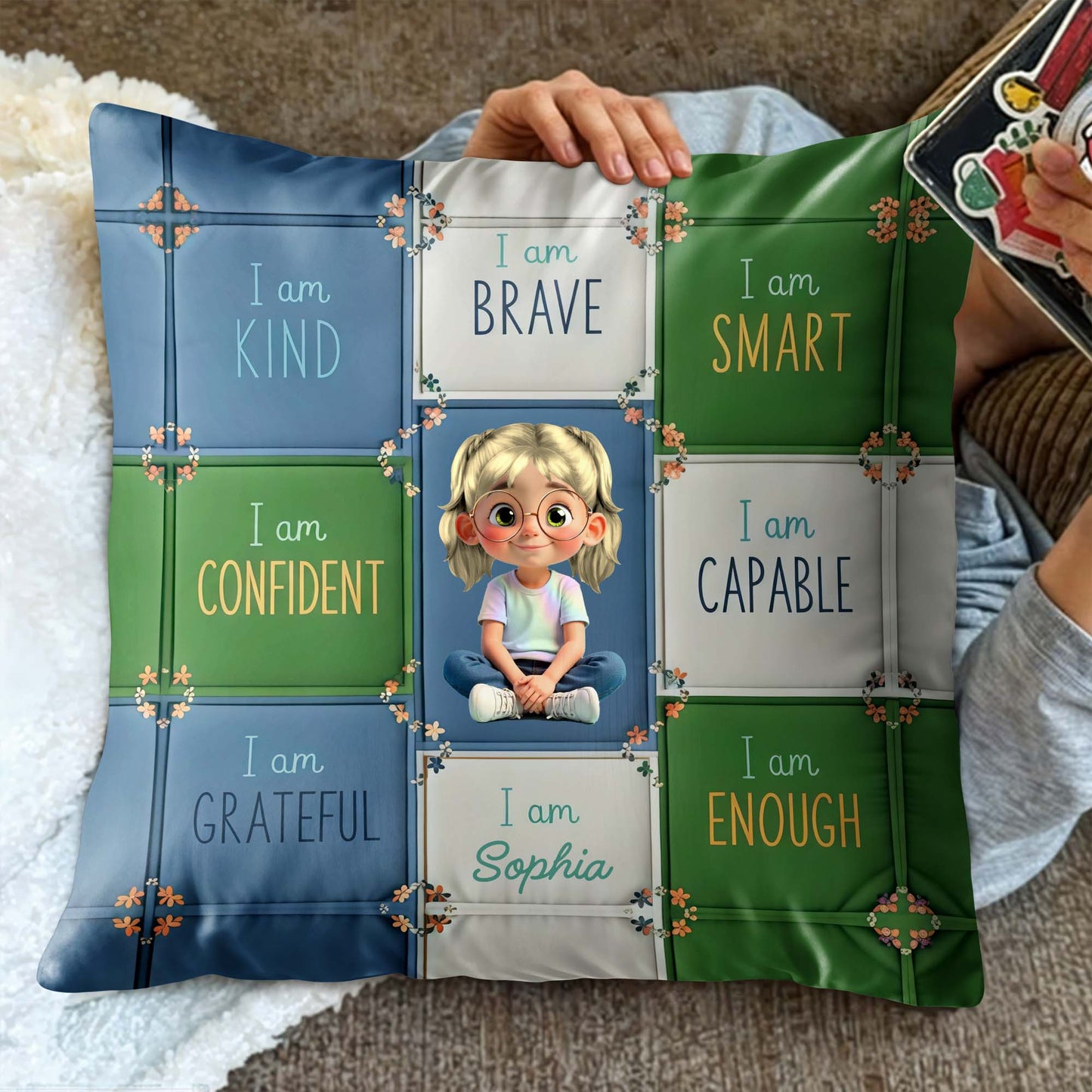 I Am Kind, Brave, Smart, Inspirational Girl Pillow