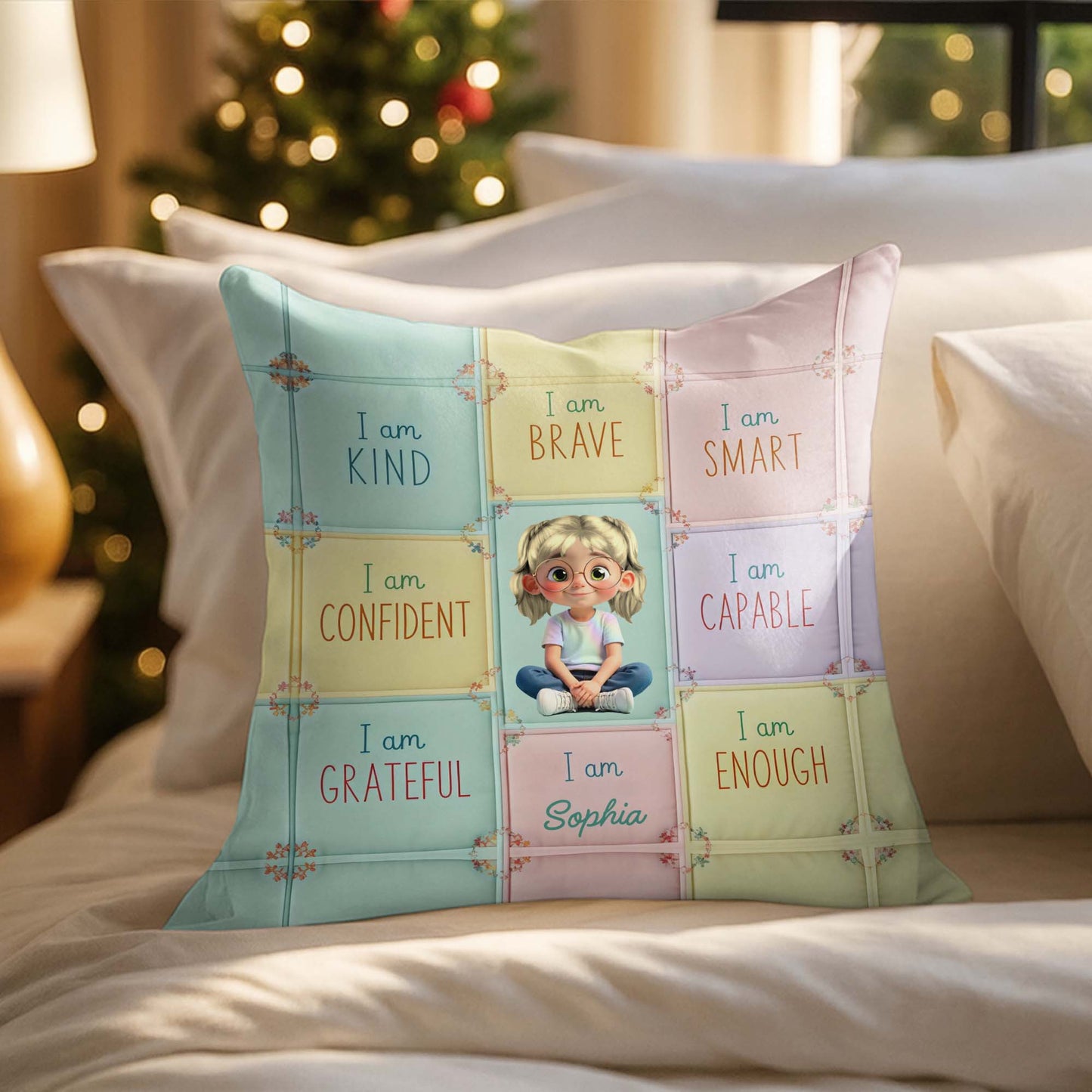 I Am Kind, Brave, Smart, Inspirational Girl Pillow