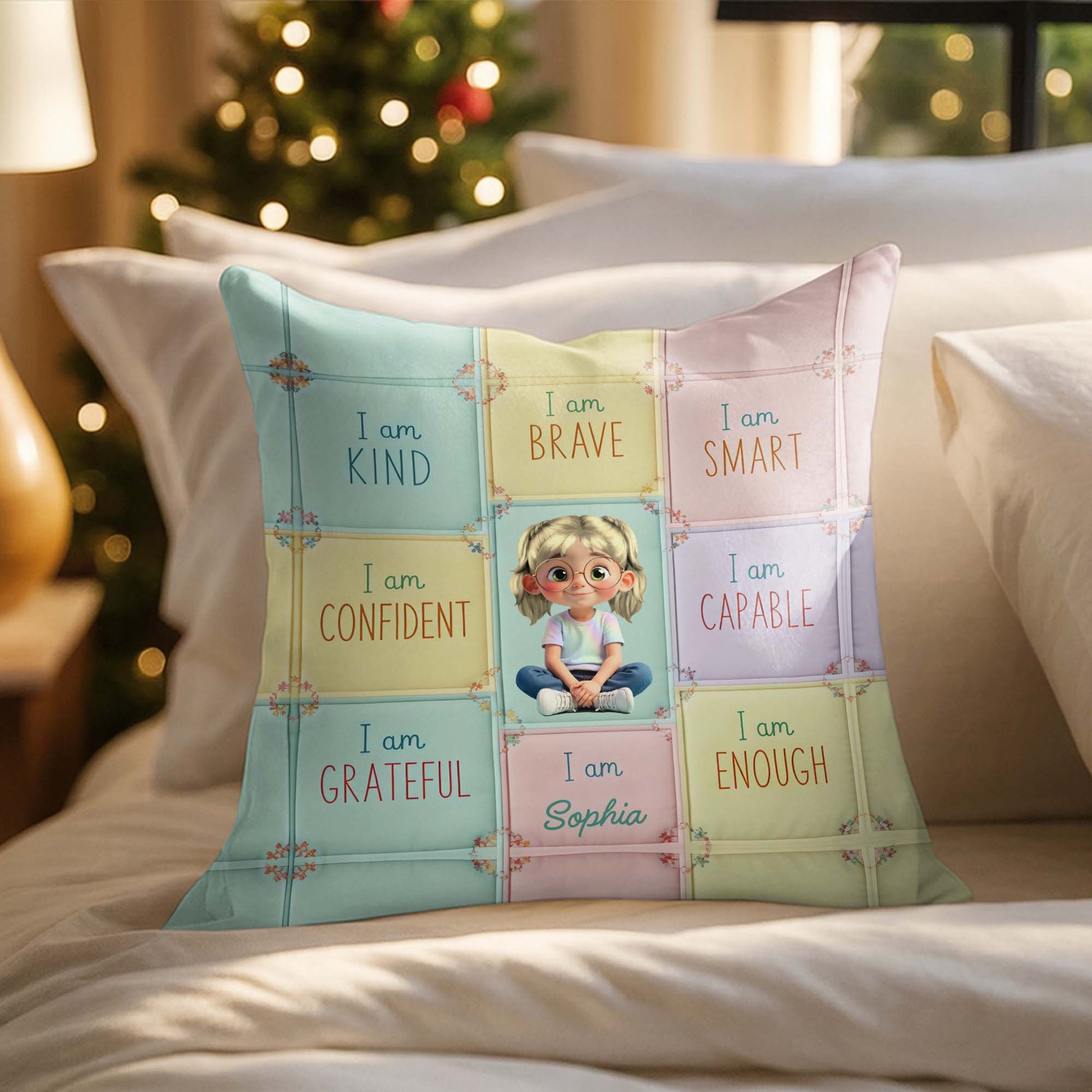 I Am Kind, Brave, Smart, Inspirational Girl Pillow