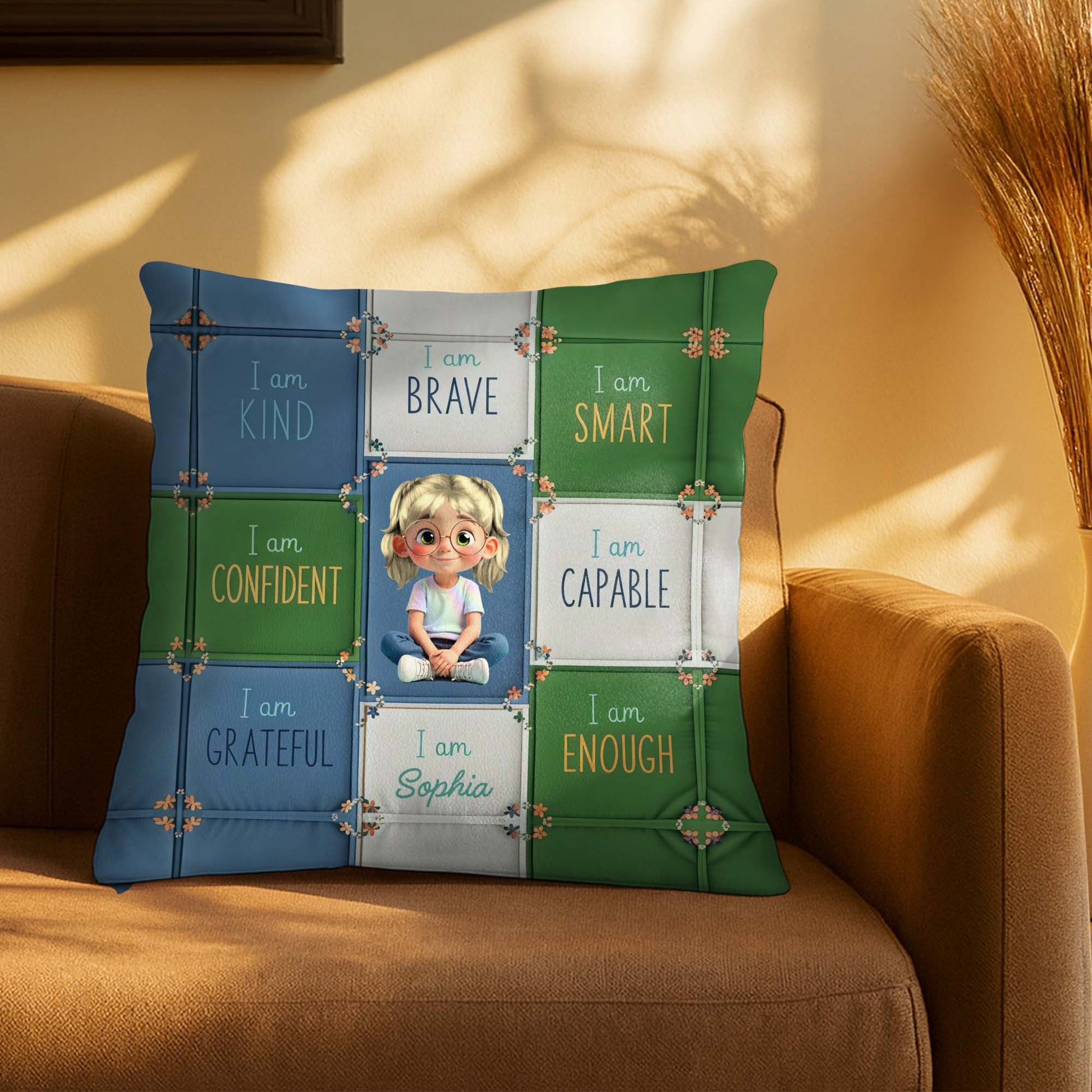 I Am Kind, Brave, Smart, Inspirational Girl Pillow