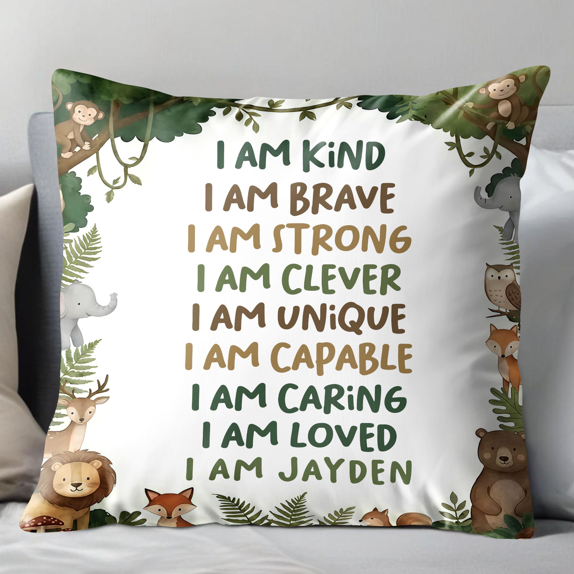 I Am Kind Brave Strong Affirmations With Jungle Animals