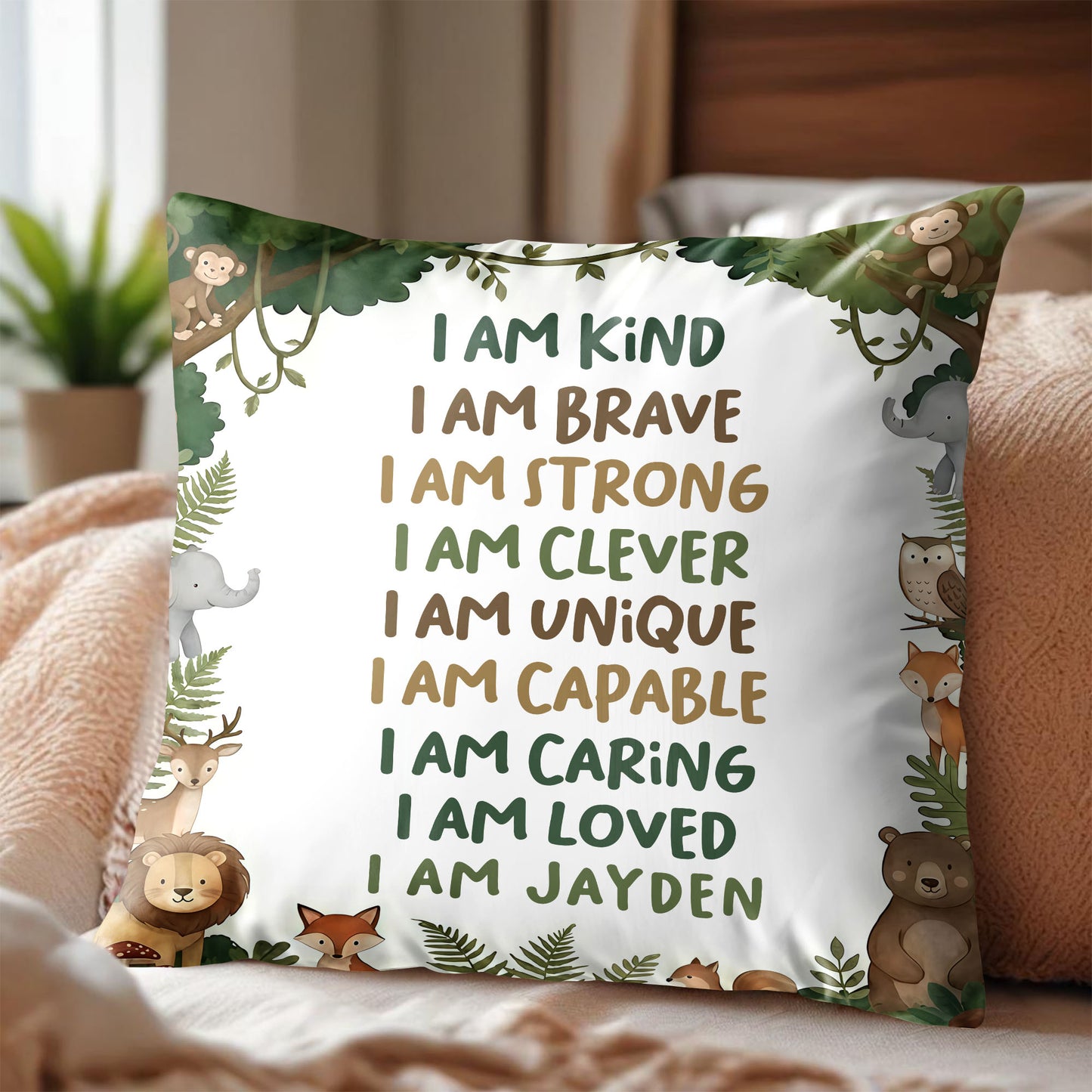 I Am Kind Brave Strong Affirmations With Jungle Animals