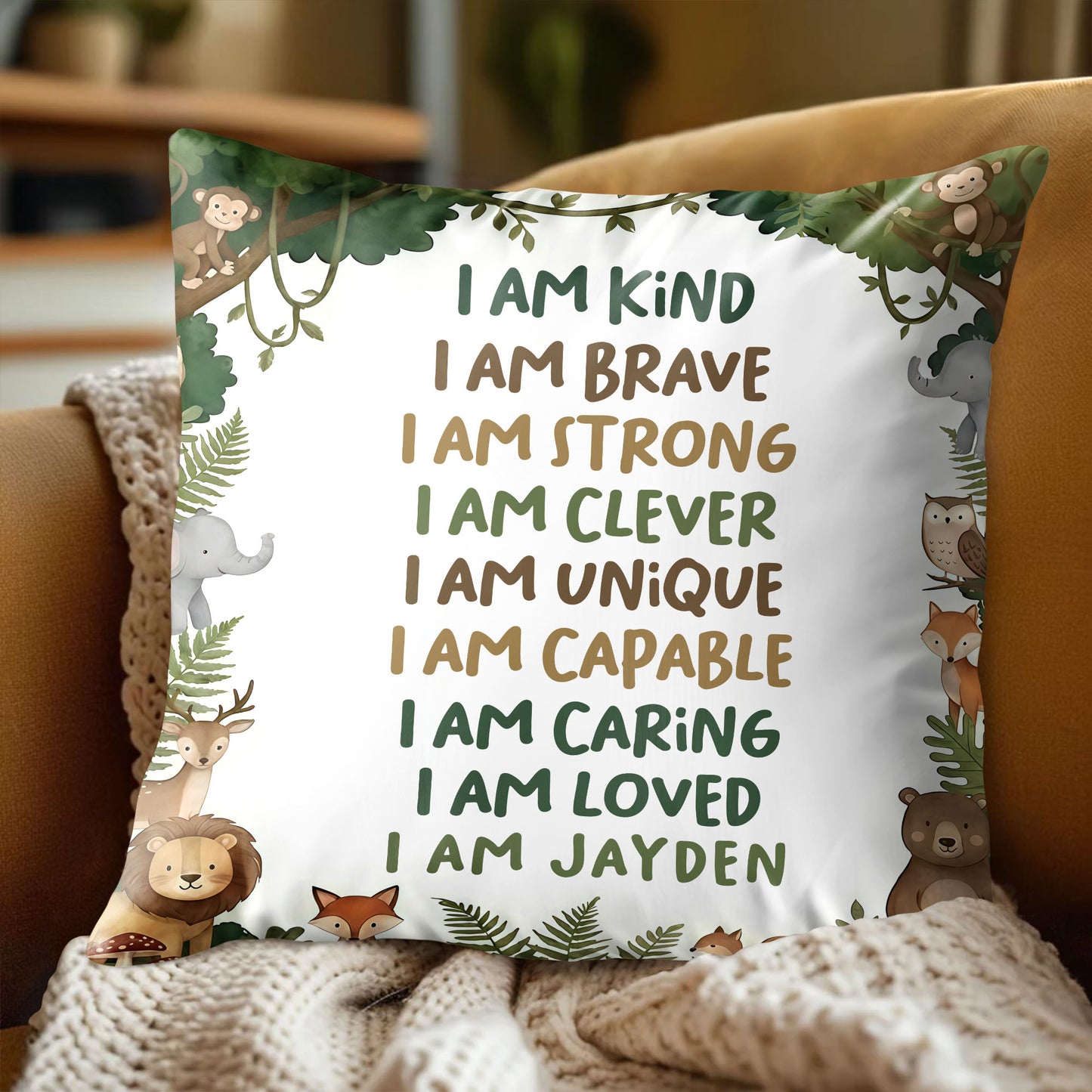 I Am Kind Brave Strong Affirmations With Jungle Animals