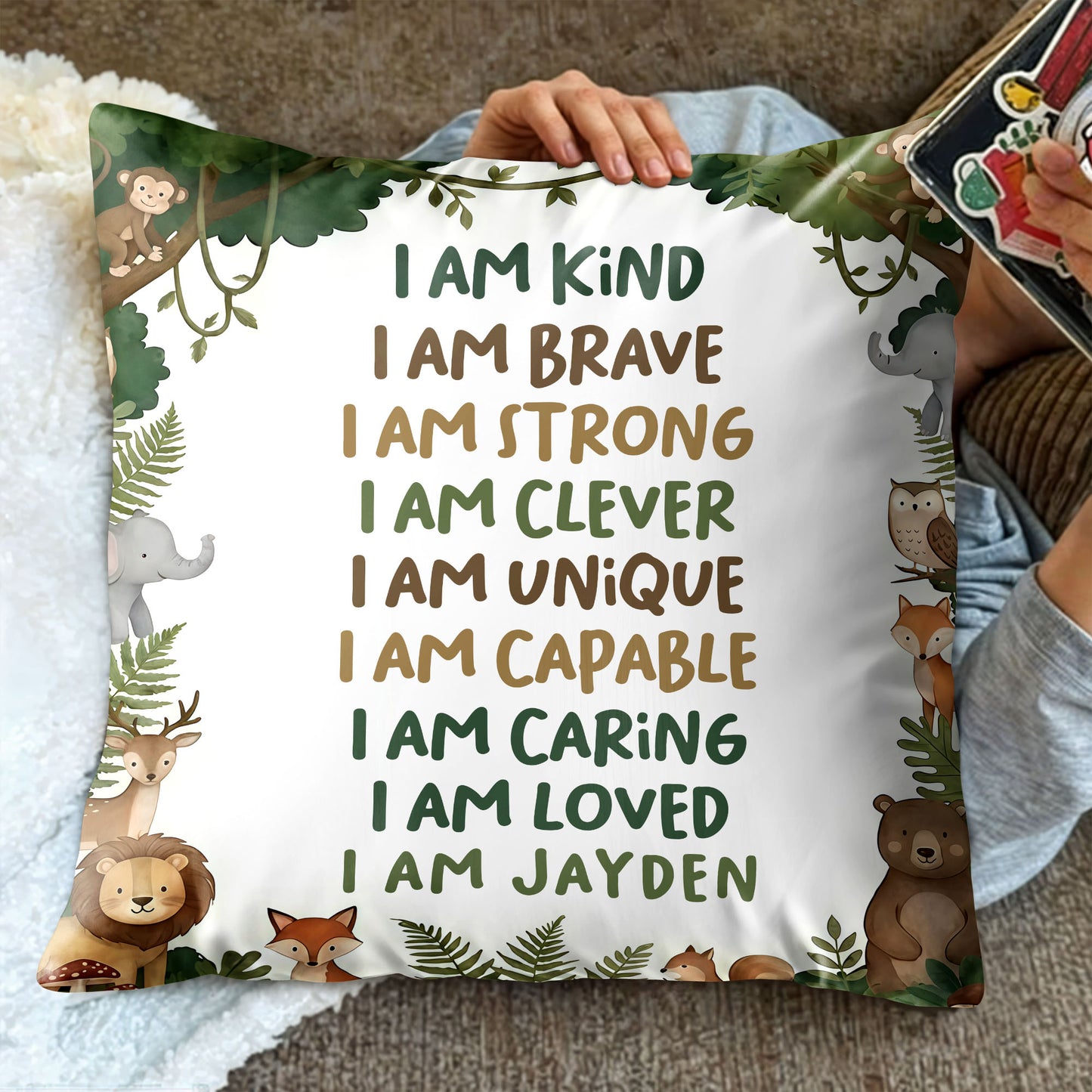 I Am Kind Brave Strong Affirmations With Jungle Animals