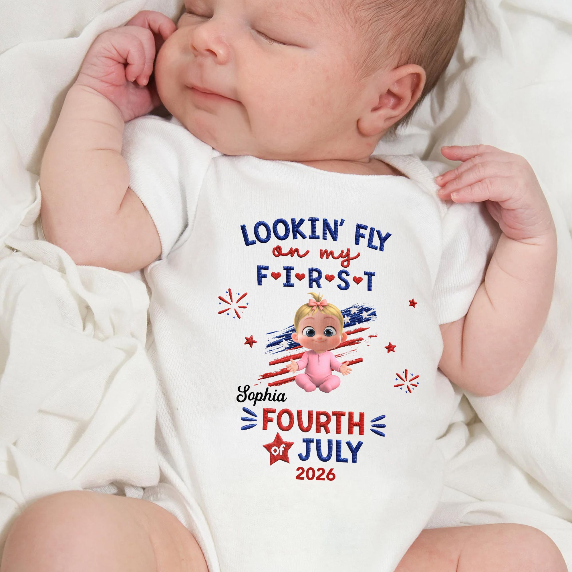 Lookin' Fly On My First Fourth Of July, Personalized Custom Baby Onesie ...