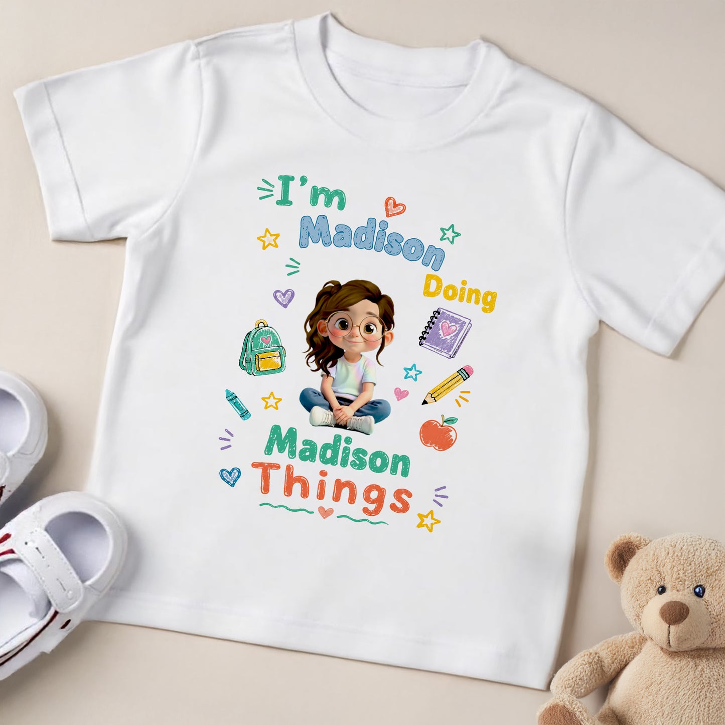 I'm Doing My Things With Cute Girl And School Supplies - Personalized Custom Youth T-shirt - KID795_WYOU