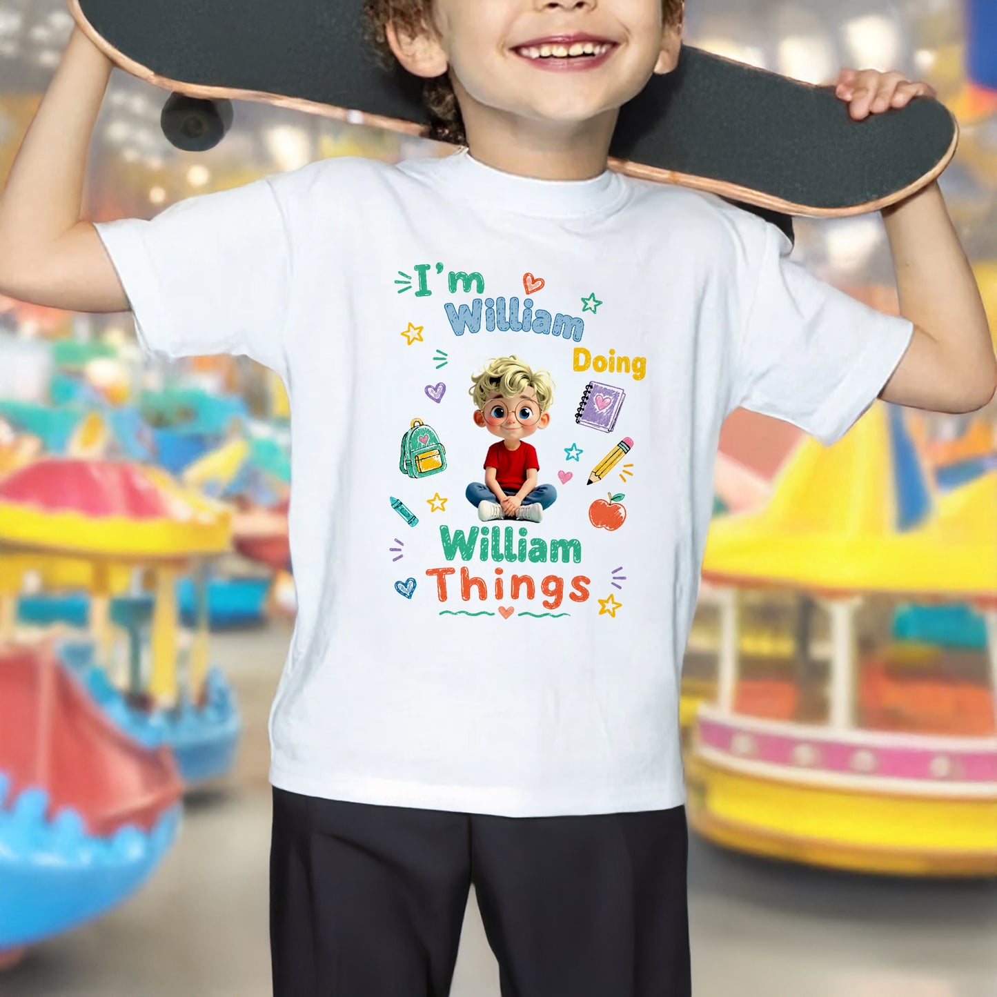 I'm Doing My Things With Cute Girl And School Supplies - Personalized Custom Youth T-shirt - KID795_WYOU