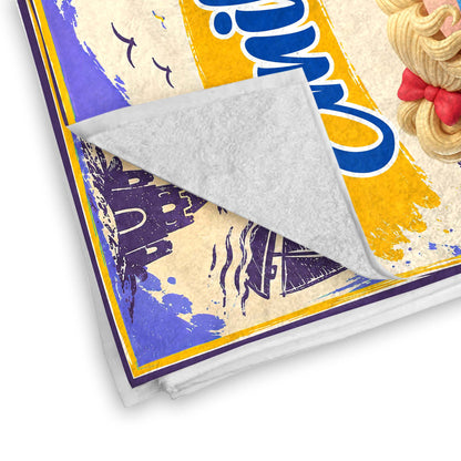 Sun Sand And Surf Making Waves At The Beach With Boy And Surfboard - Personalized Beach Towel - KID838_BETO