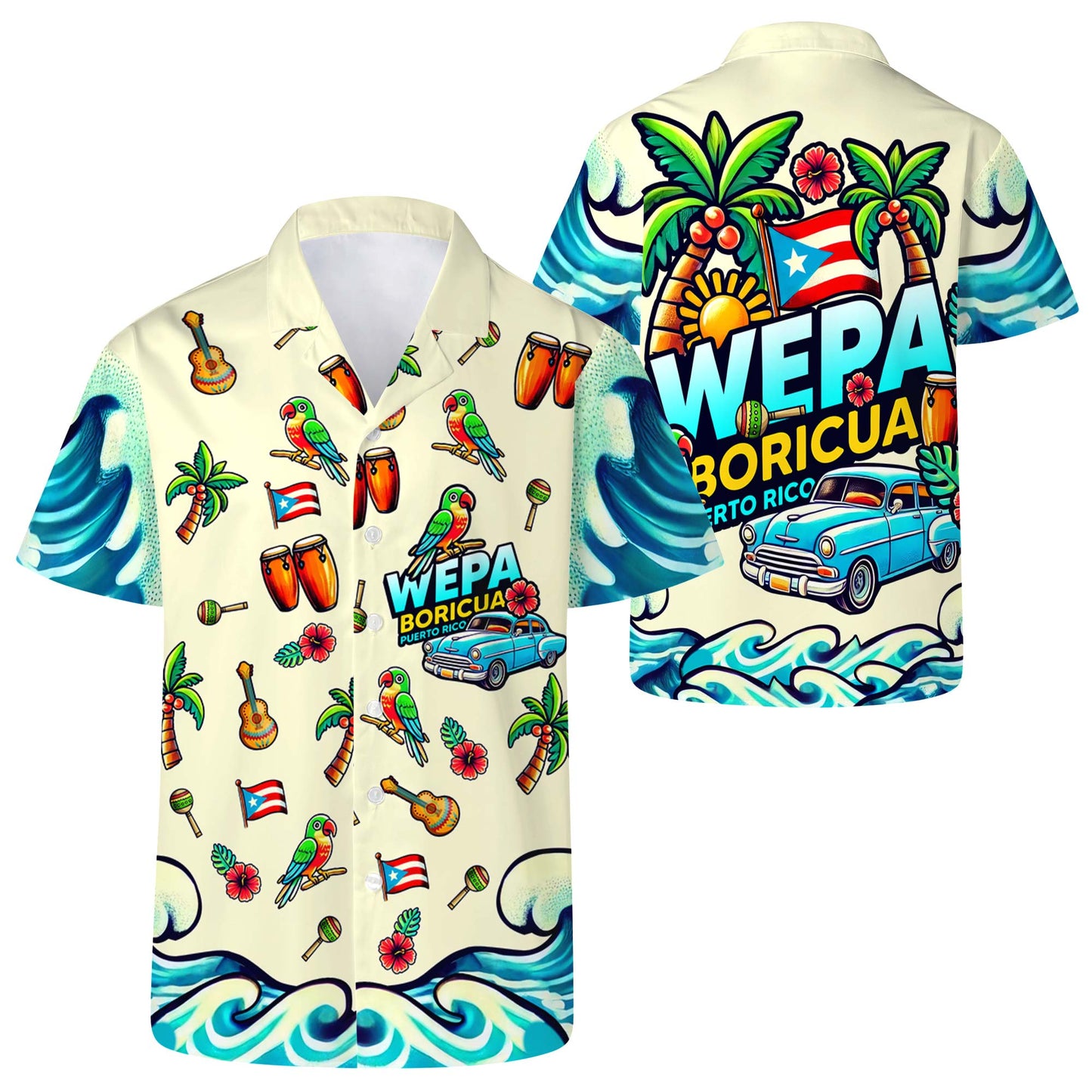 Wepa, Boricua - Camisa hawaiana unisex personalizada - LA001_HW