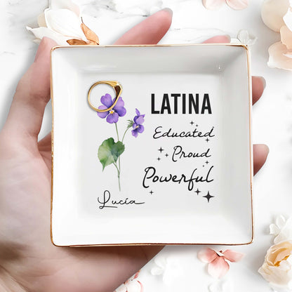 Latina Educated. Proud. Powerful. - Personalized Custom Jewelry Dish - LA004_SCRD