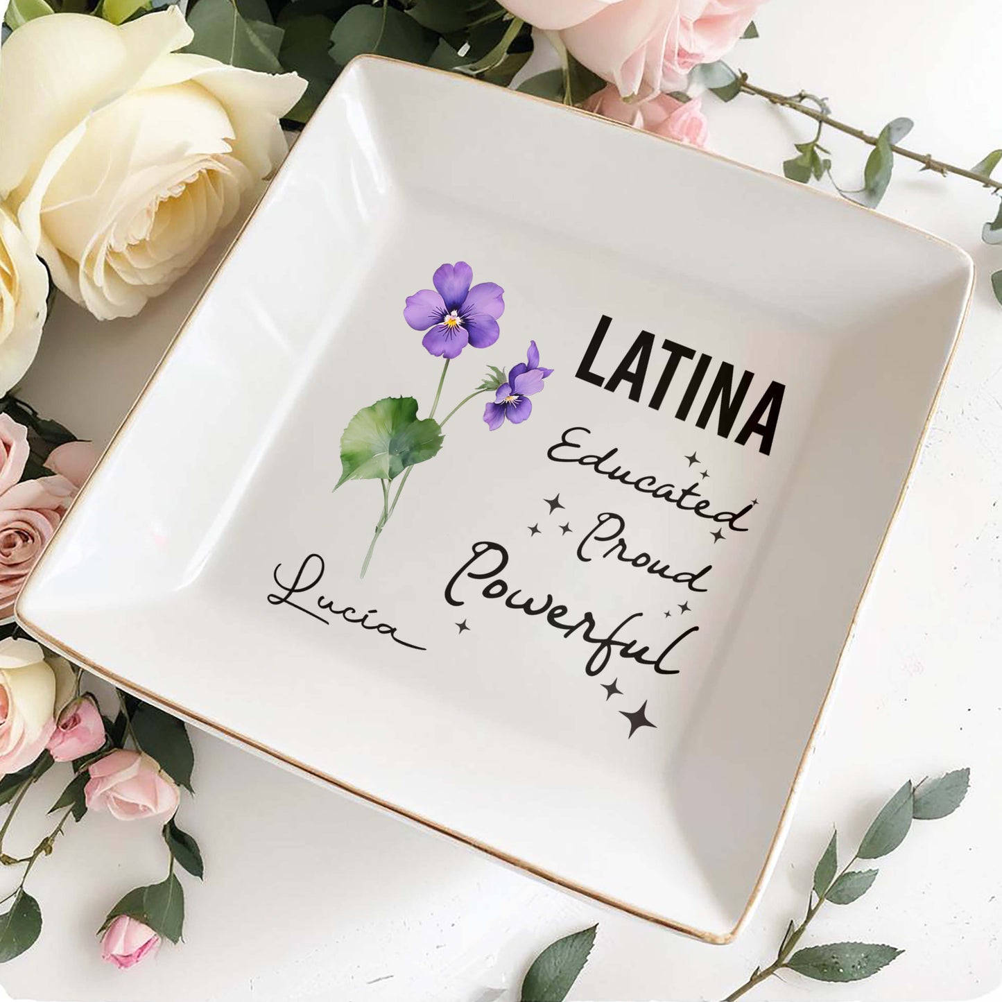 Latina Educated. Proud. Powerful. - Personalized Custom Jewelry Dish - LA004_SCRD