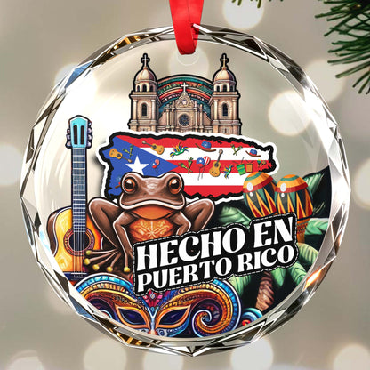 Hecho En Puerto Rico Glass Ornament