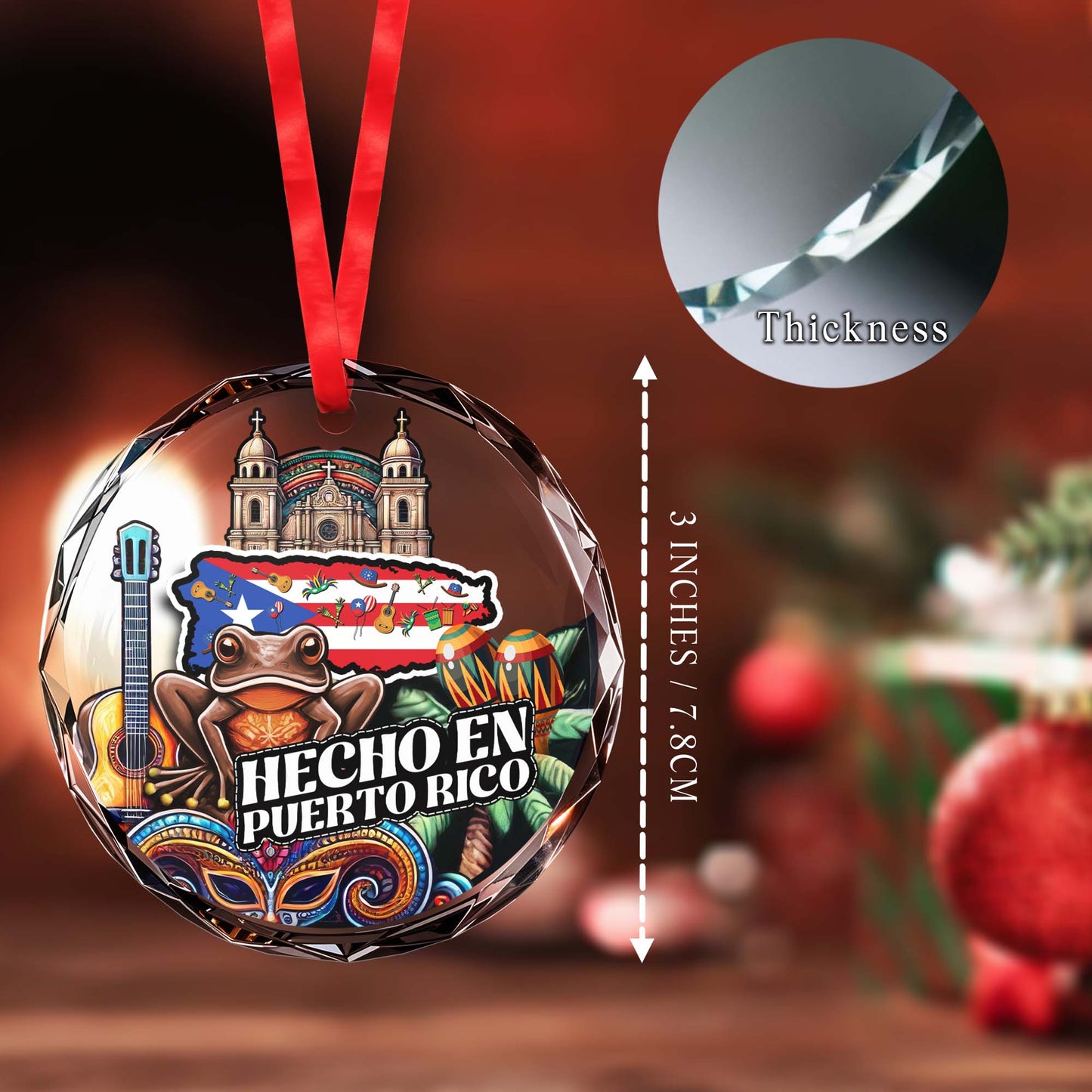 Hecho En Puerto Rico Glass Ornament