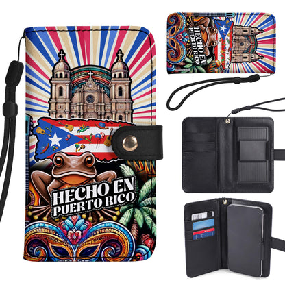 Hecho En Puerto Rico - Cartera de cuero personalizada para teléfono - LA006_PW