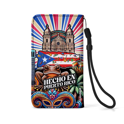 Hecho En Puerto Rico - Cartera de cuero personalizada para teléfono - LA006_PW